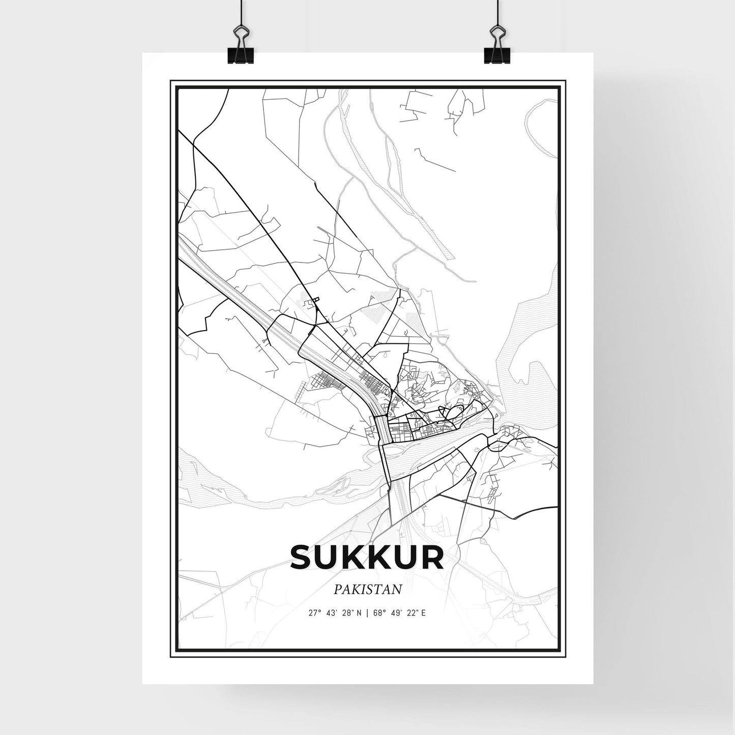 Sukkur Pakistan - Premium City Map Poster