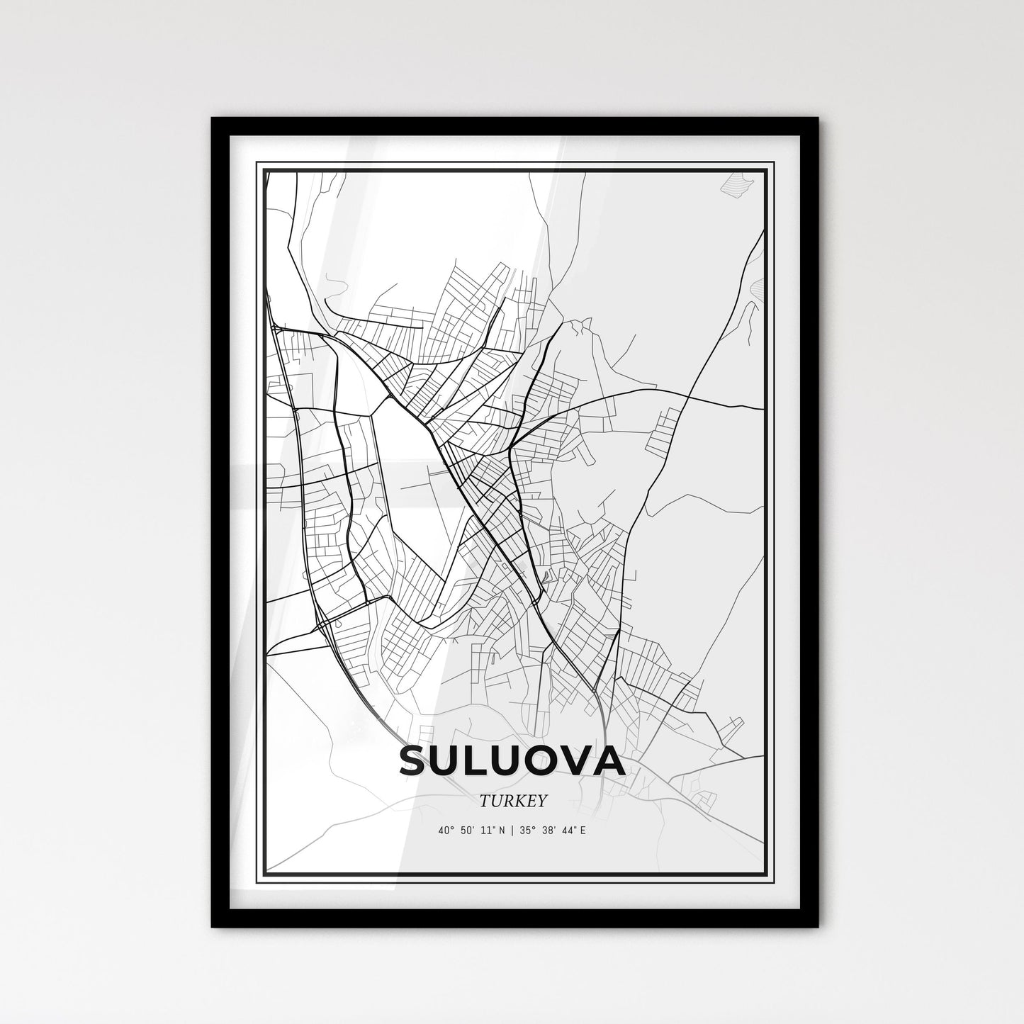 Suluova Turkey - Scandinavian Style City Map for Modern Home Decor