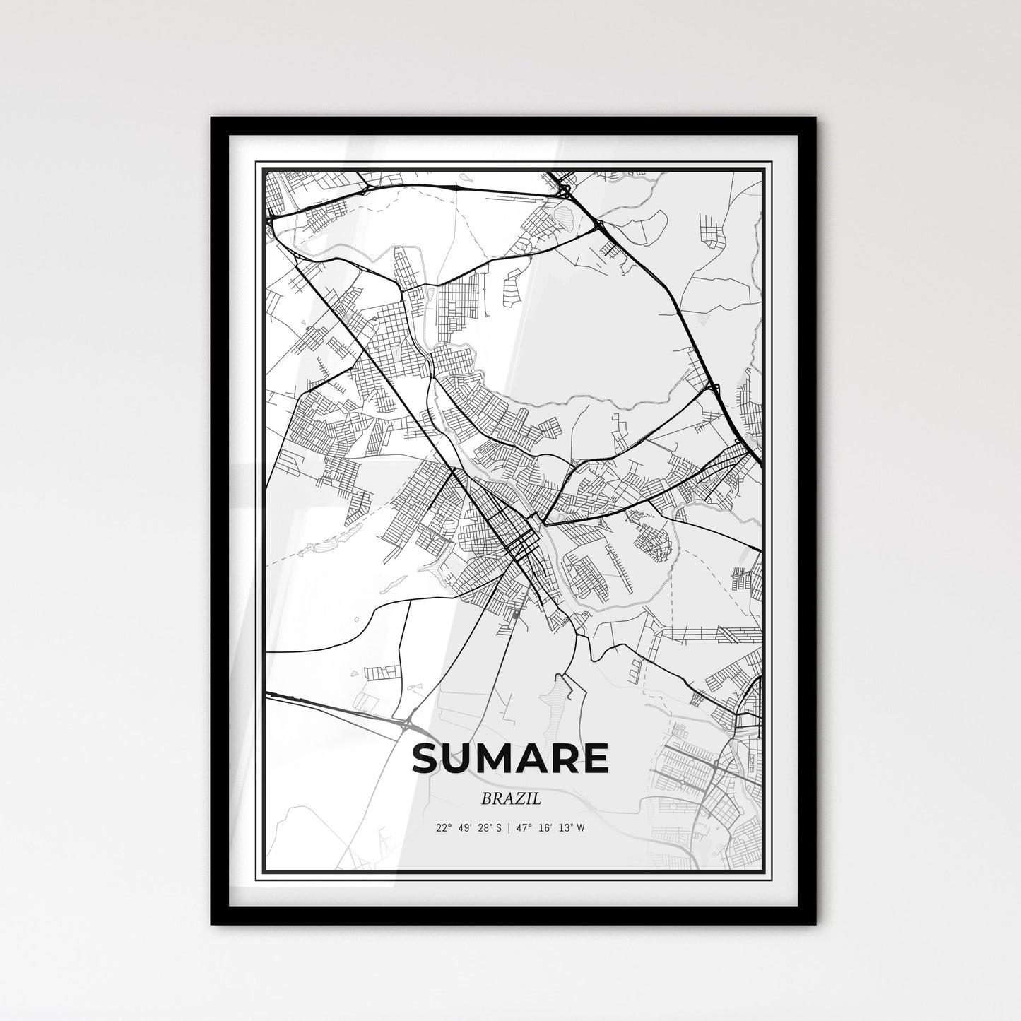 Sumare Brazil - Scandinavian Style City Map for Modern Home Decor