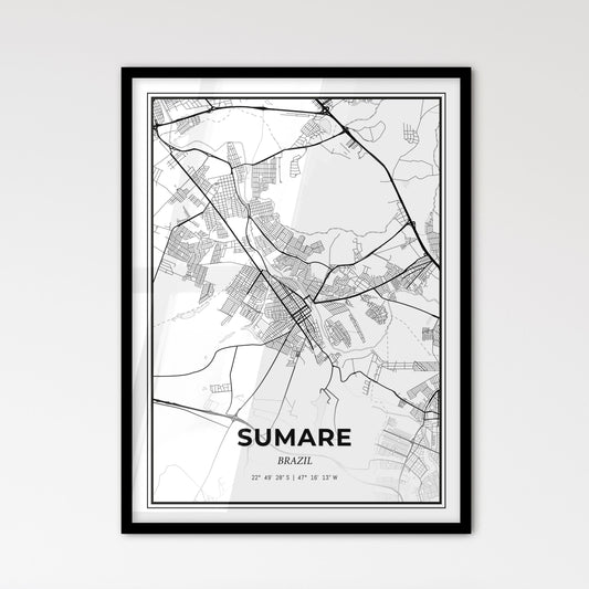 Sumare Brazil - Scandinavian Style City Map for Modern Home Decor