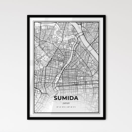 Sumida Japan - Scandinavian Style City Map for Modern Home Decor