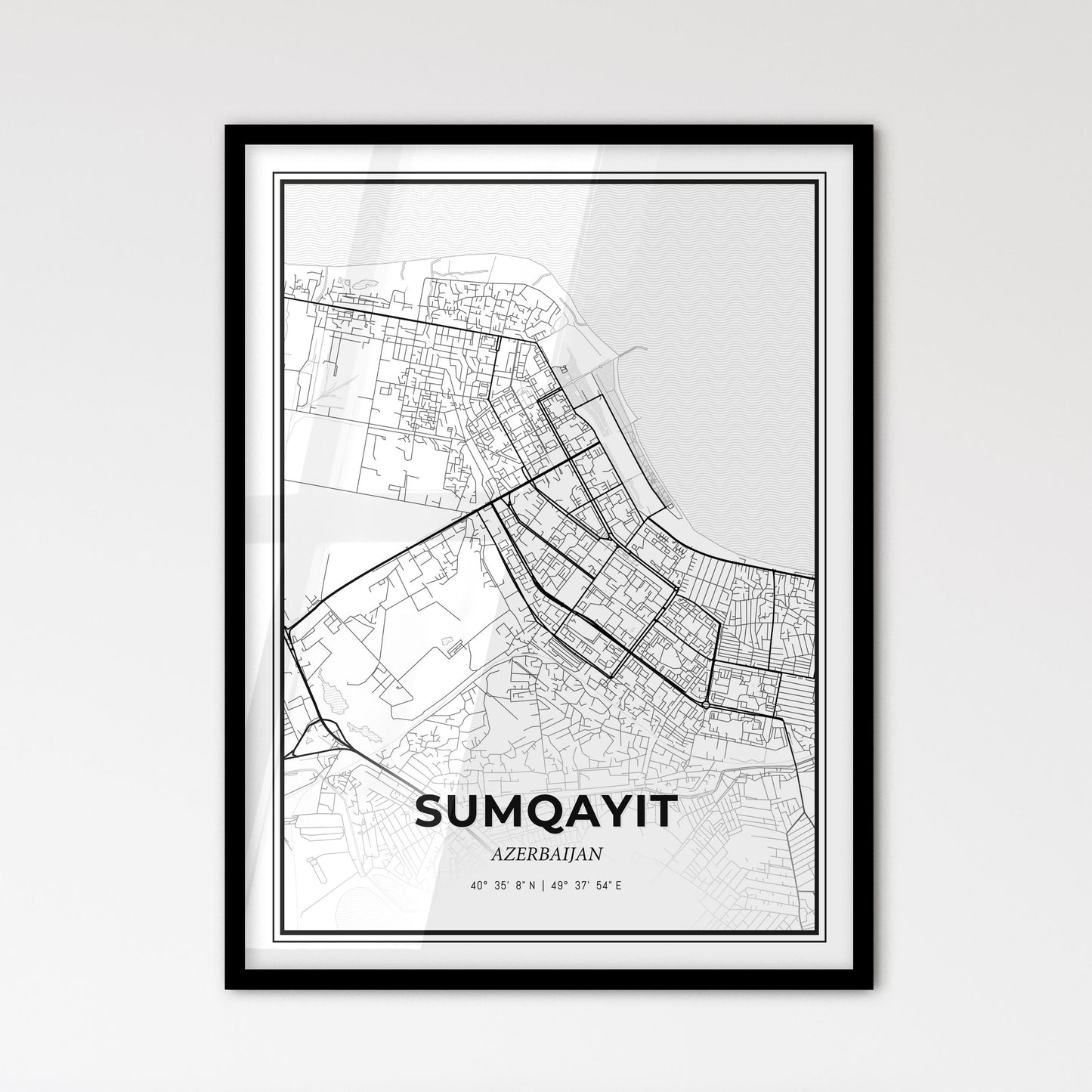 Sumqayit Azerbaijan - Scandinavian Style City Map for Modern Home Decor