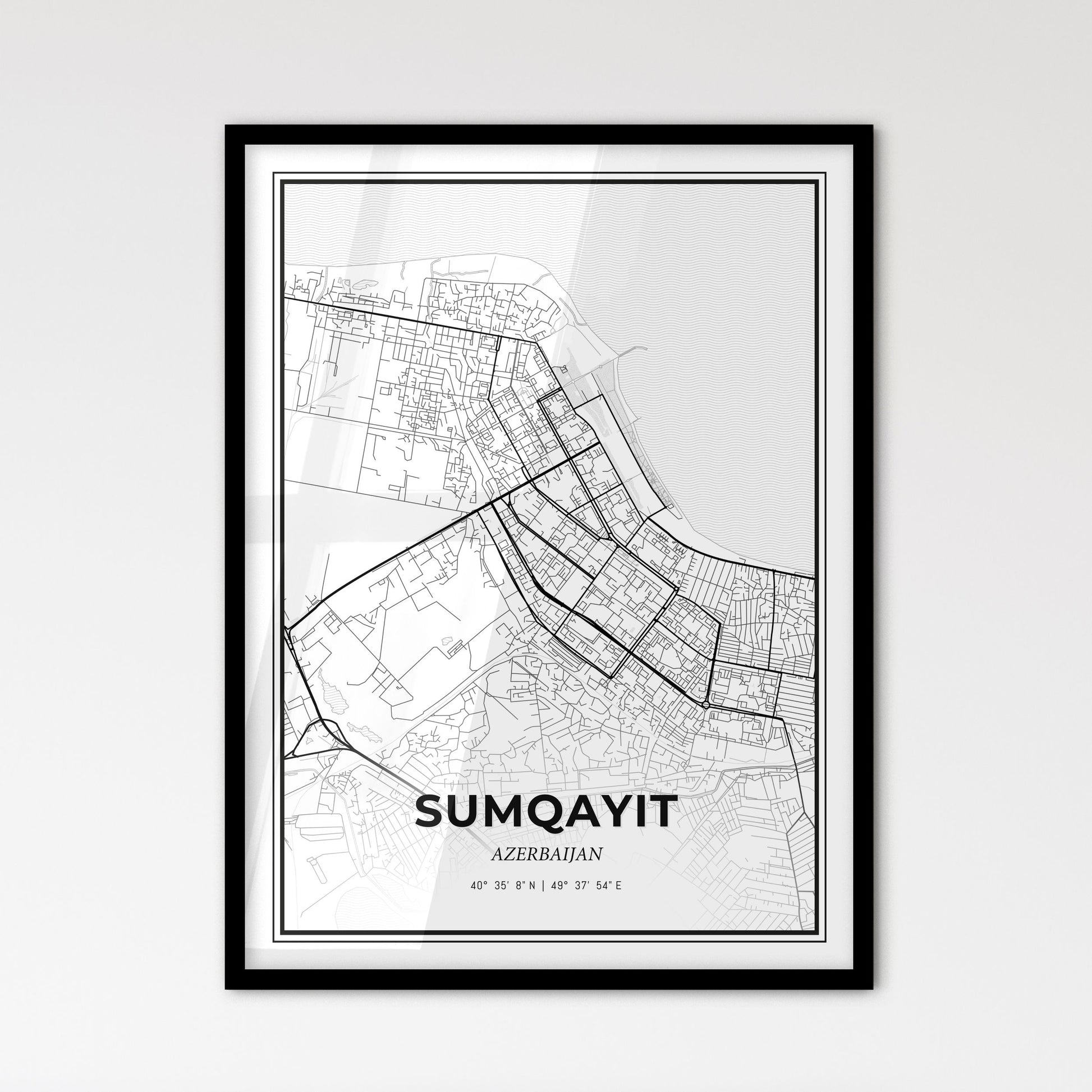 Sumqayit Azerbaijan - Scandinavian Style City Map for Modern Home Decor