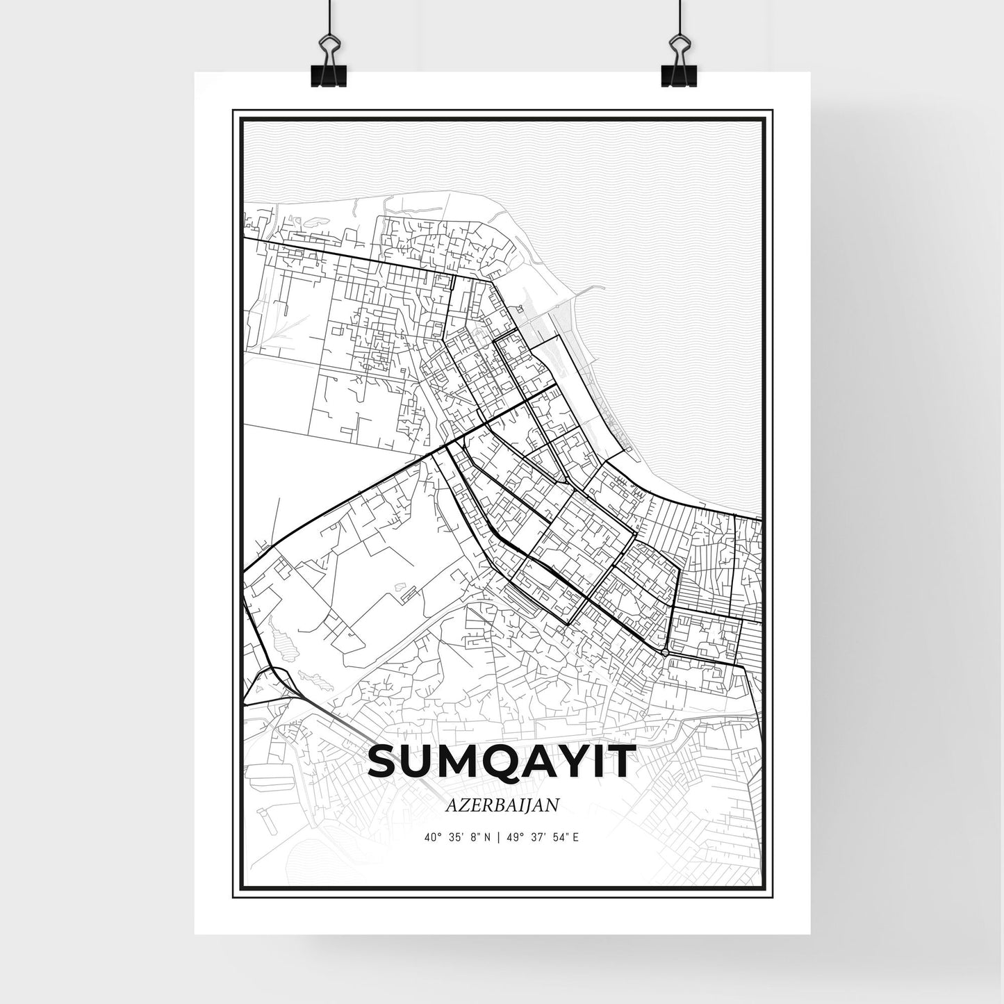 Sumqayit Azerbaijan - Premium City Map Poster