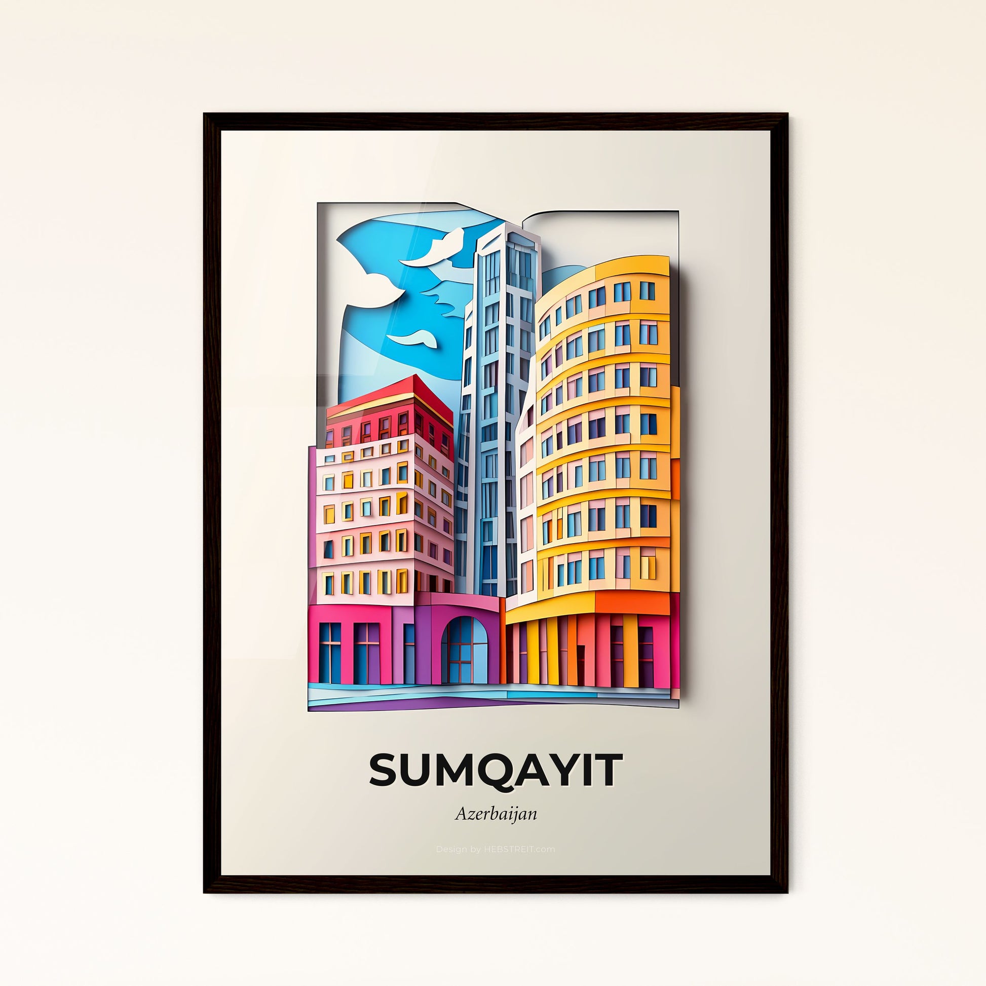 Vivid Sumqayit, Azerbaijan - a city with buildings and a bird