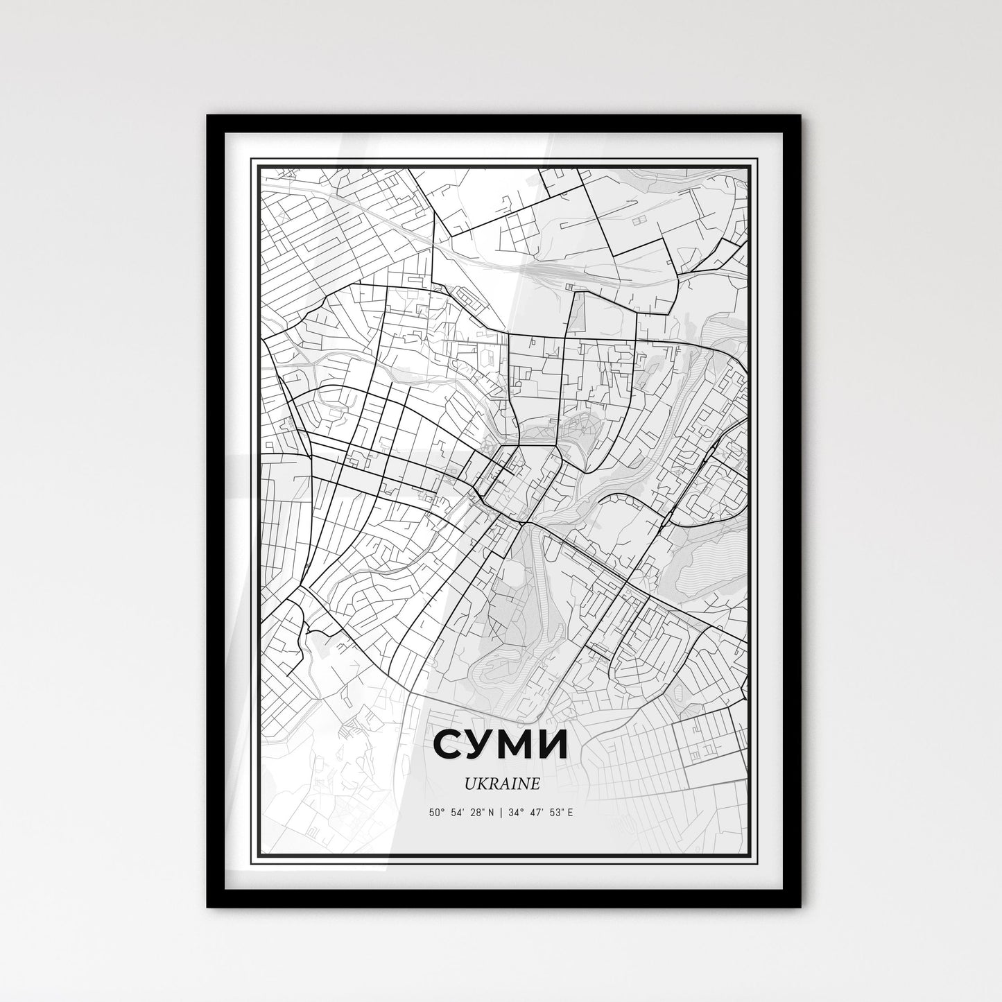 Sumy Ukraine - Scandinavian Style City Map for Modern Home Decor