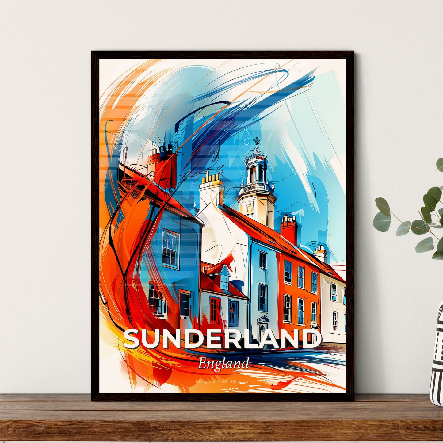 Vibrant Sunderland, England - A Colorful Painting Of Buildings