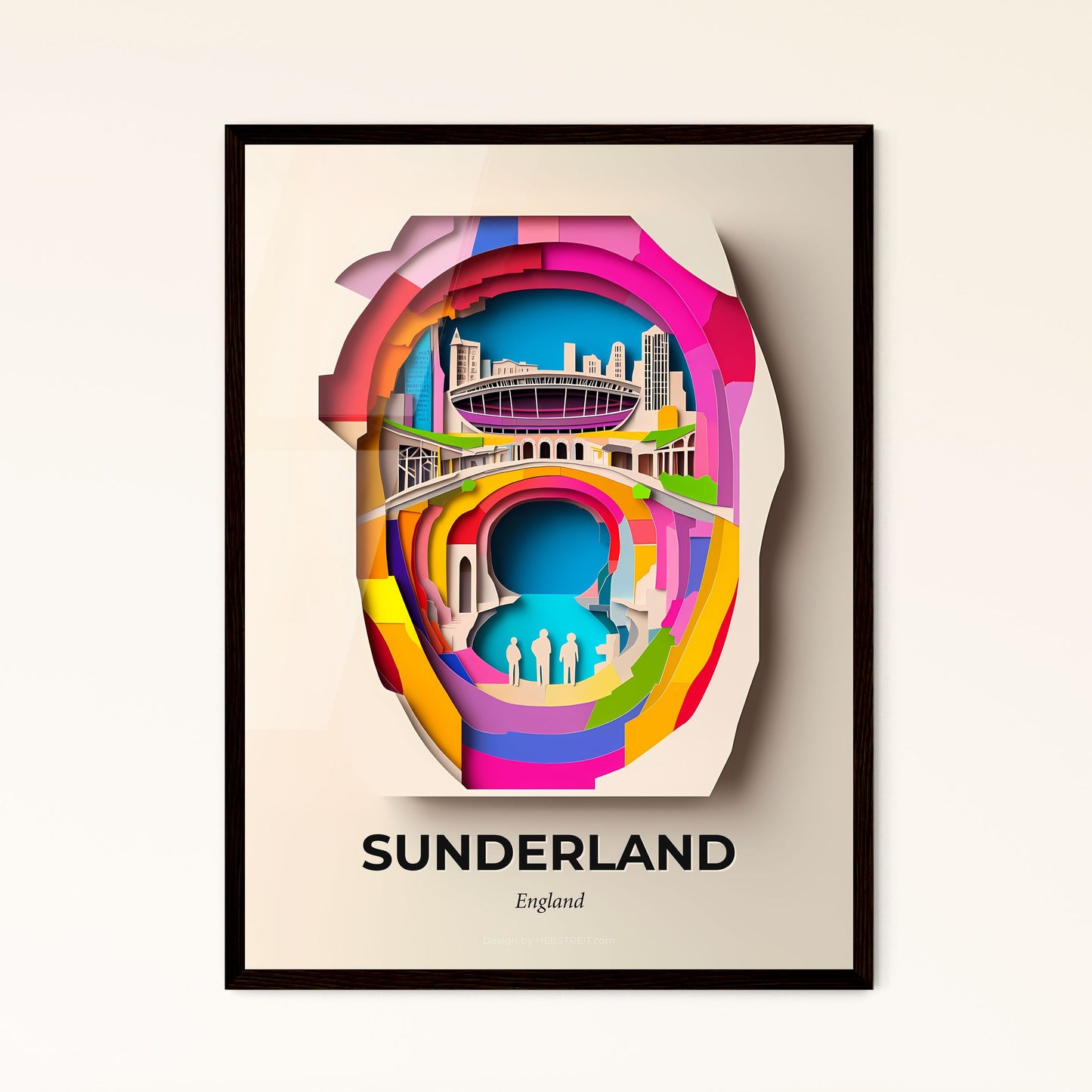 Vivid Sunderland, England - a paper cut of a city with a bridge