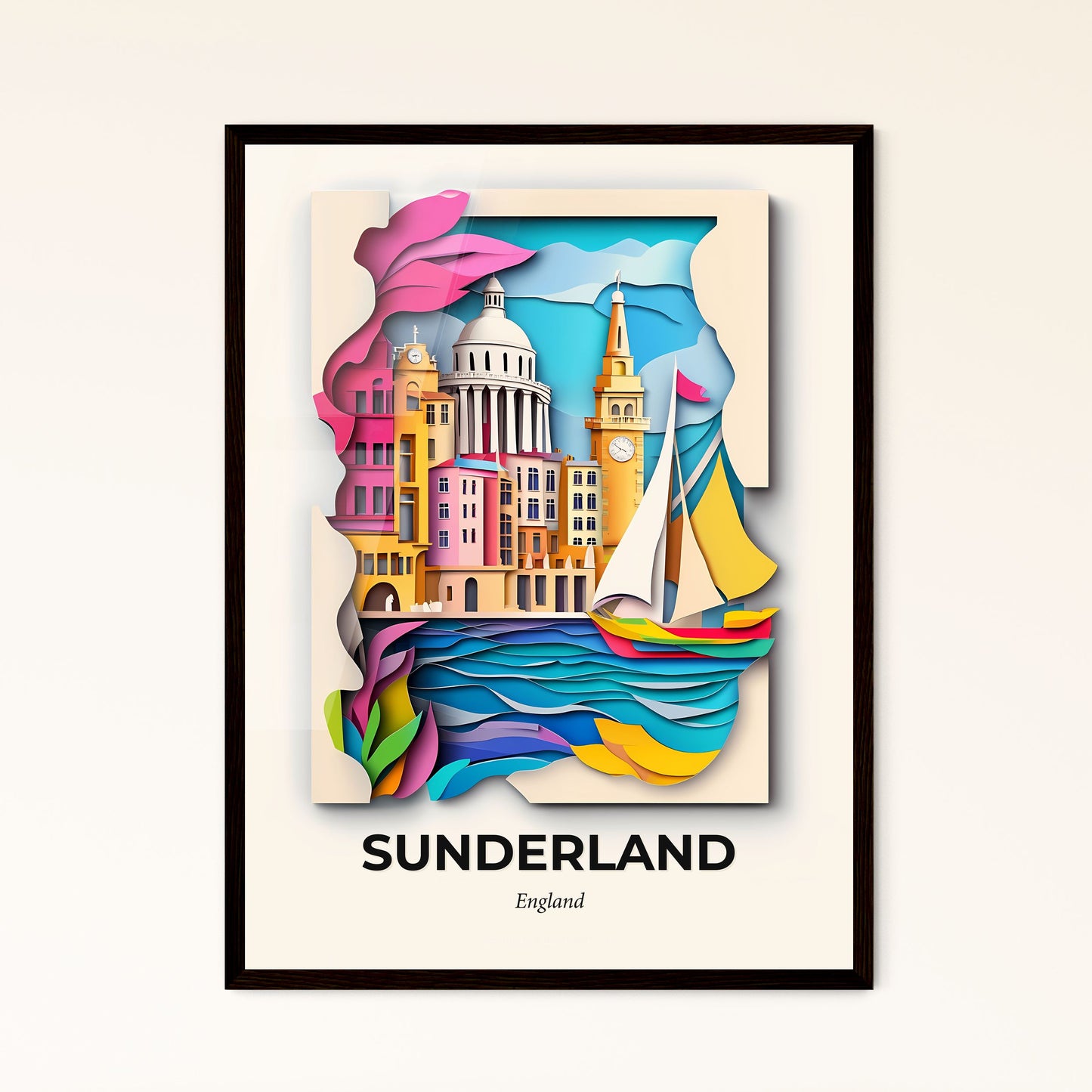 Vivid Sunderland, England - a city with a sailboat in the water