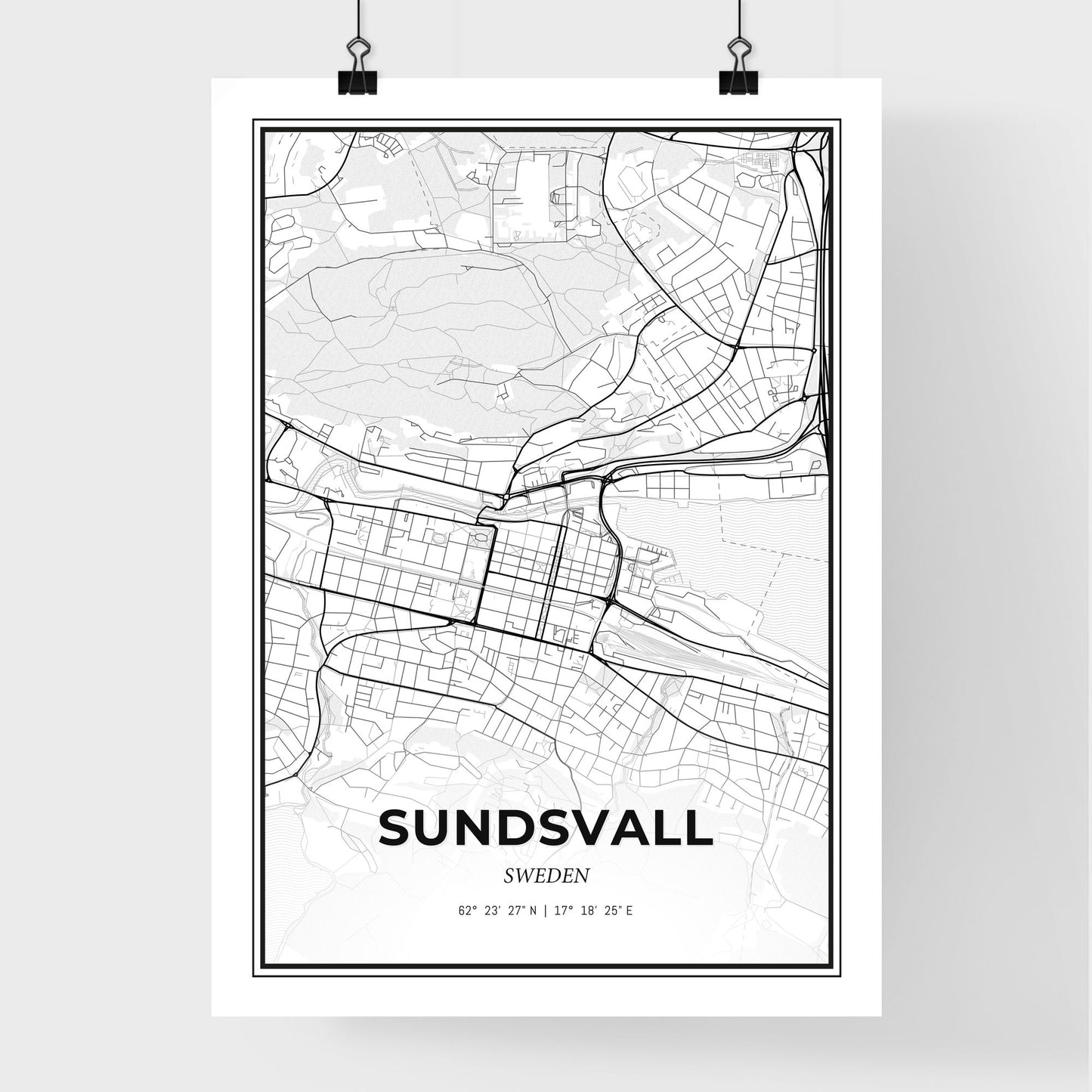 Sundsvall Sweden - Premium City Map Poster