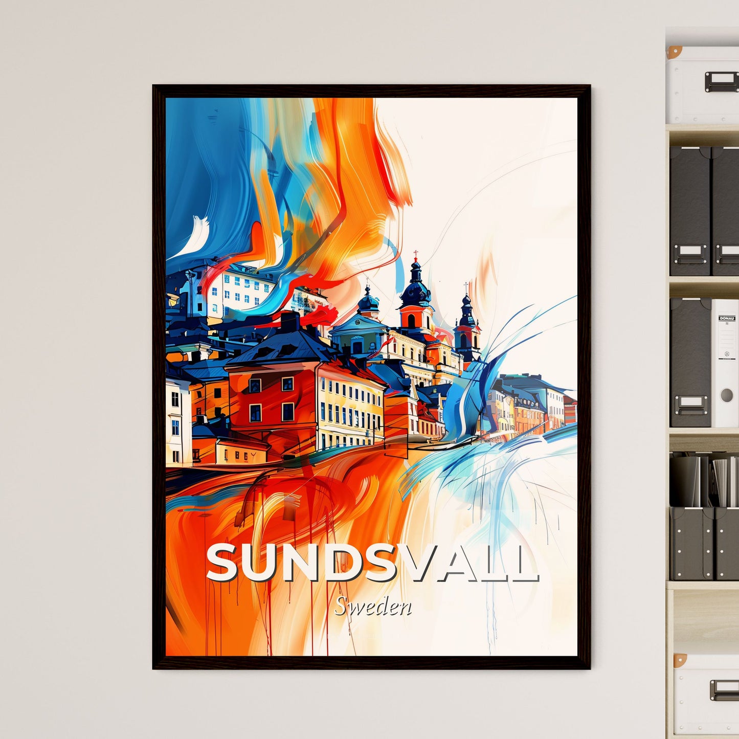 Vibrant Sundsvall, Sweden - A Colorful Painting Of A City