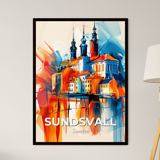 Vibrant Sundsvall, Sweden - A Painting Of A Building With Towers And Towers