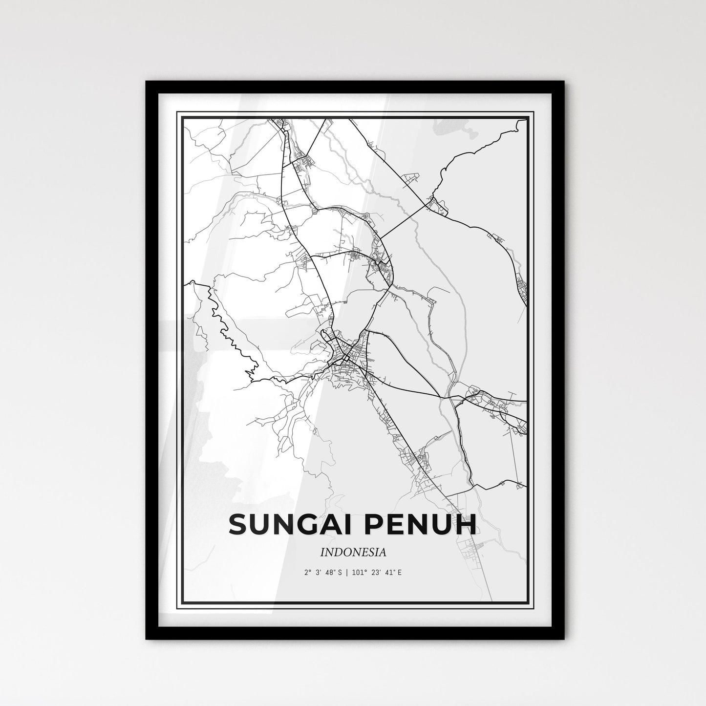 Sungai Penuh Indonesia - Scandinavian Style City Map for Modern Home Decor