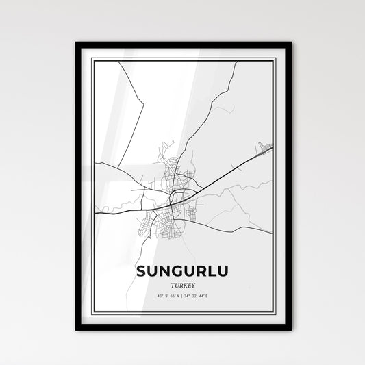 Sungurlu Turkey - Scandinavian Style City Map for Modern Home Decor