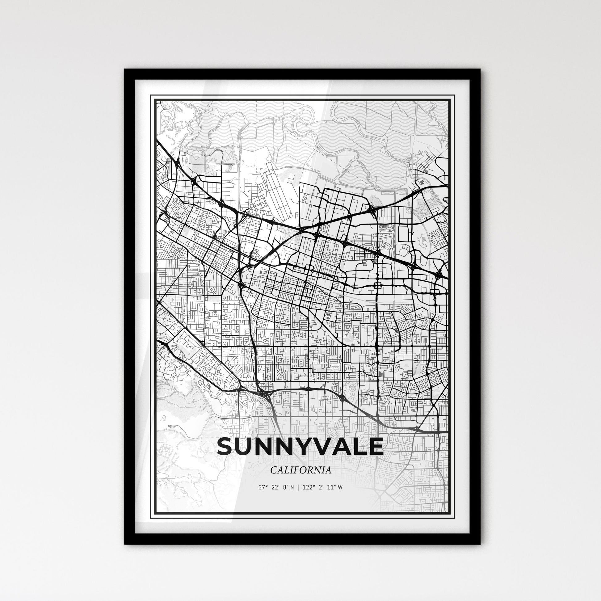 Sunnyvale California - Scandinavian Style City Map for Modern Home Decor