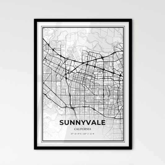 Sunnyvale California - Scandinavian Style City Map for Modern Home Decor