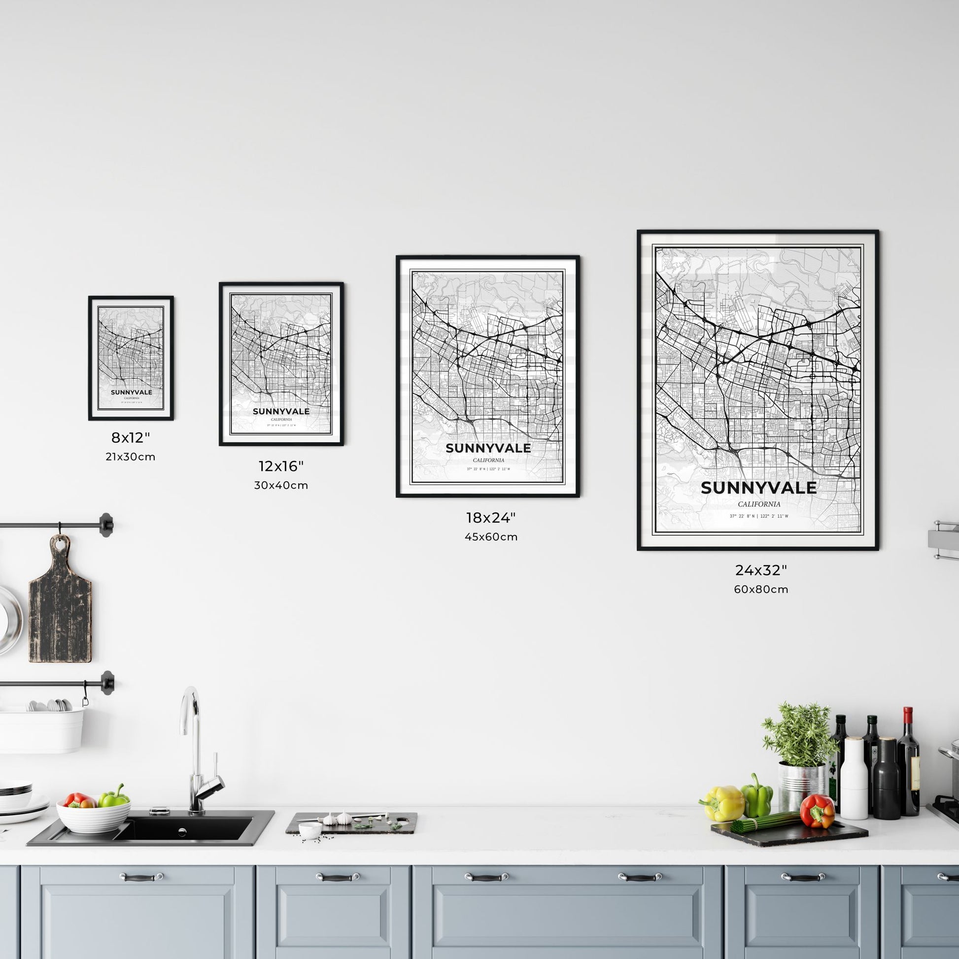 Sunnyvale California - Customizable Modern City Map