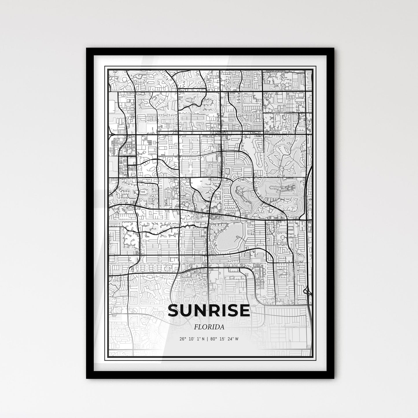 Sunrise Florida - Scandinavian Style City Map for Modern Home Decor