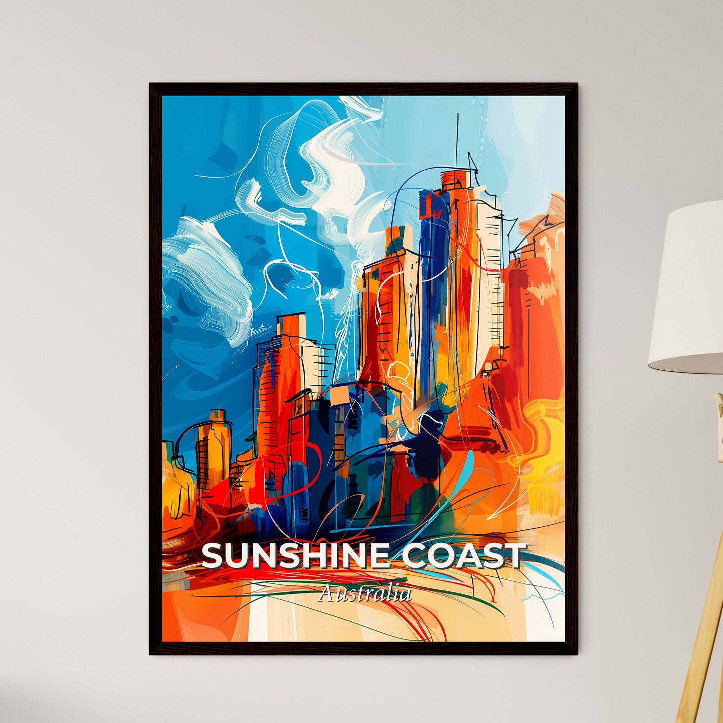 Vibrant Sunshine Coast, Australia - A Colorful Cityscape With Blue Sky And Clouds