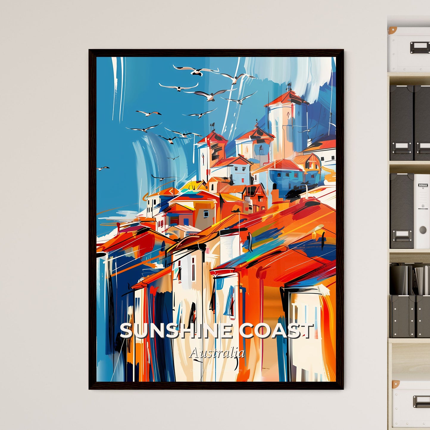 Vibrant Sunshine Coast, Australia - A Painting Of A City