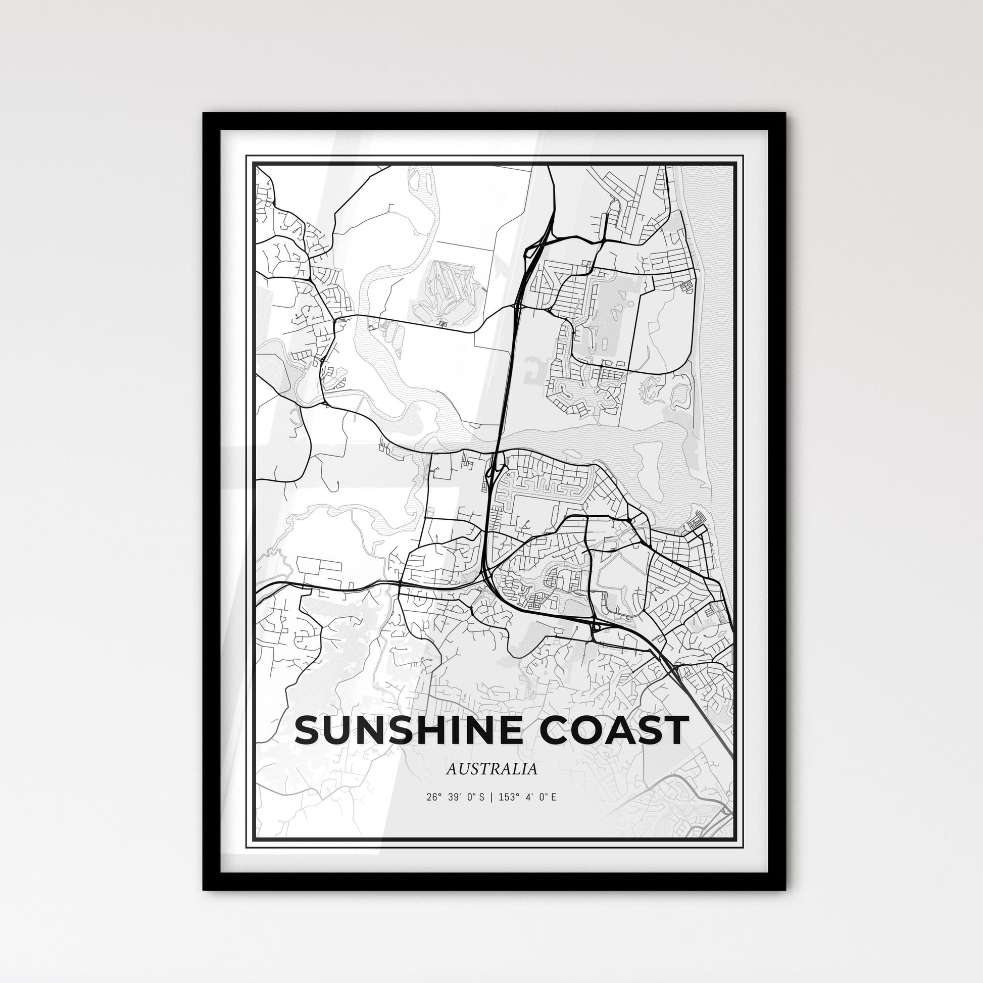 Sunshine Coast Australia - Scandinavian Style City Map for Modern Home Decor