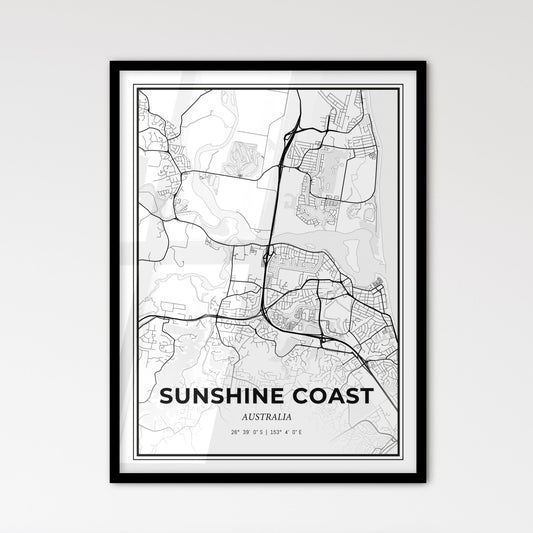 Sunshine Coast Australia - Scandinavian Style City Map for Modern Home Decor