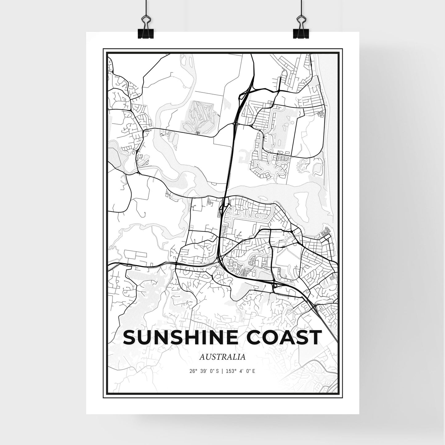 Sunshine Coast Australia - Premium City Map Poster