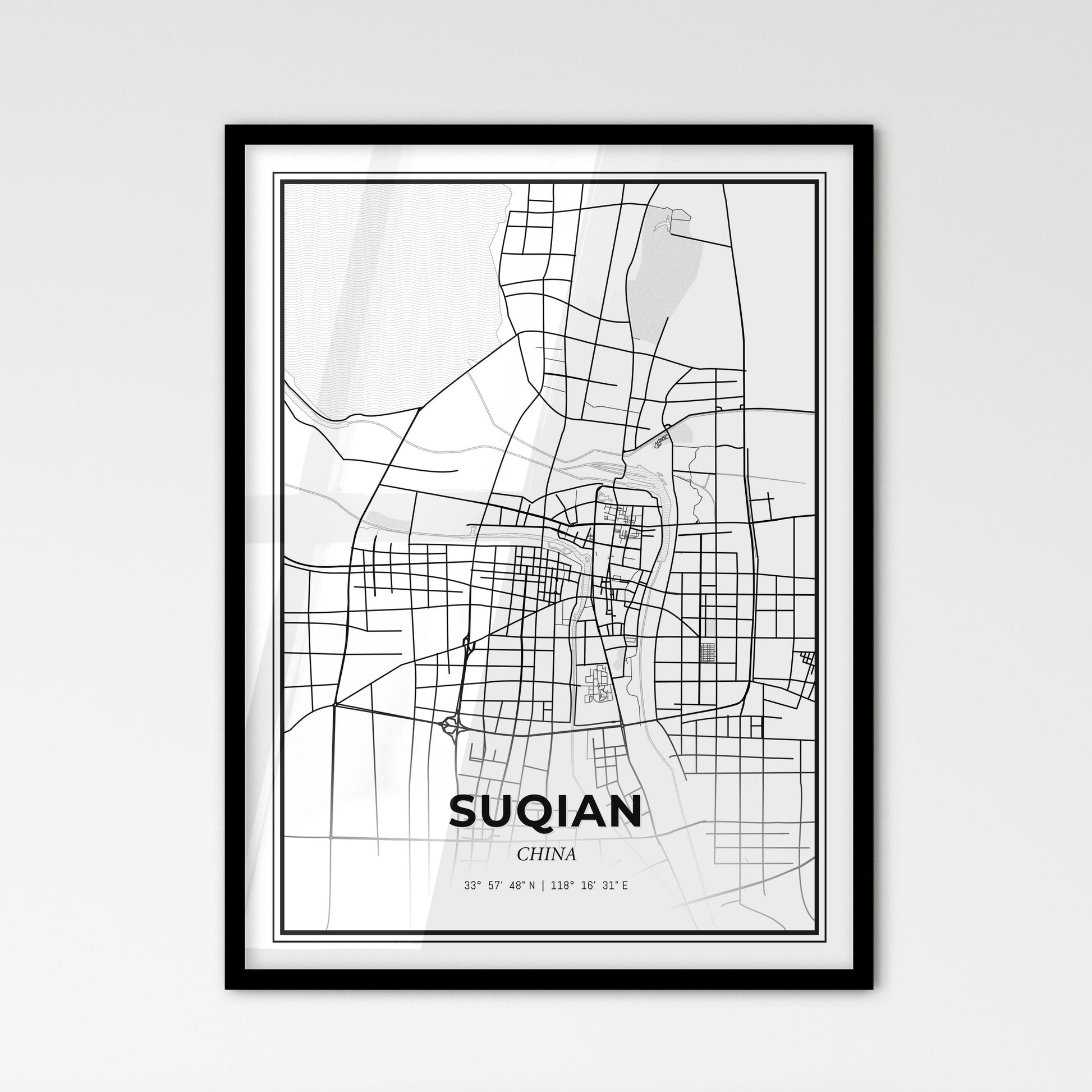 Suqian China - Scandinavian Style City Map for Modern Home Decor