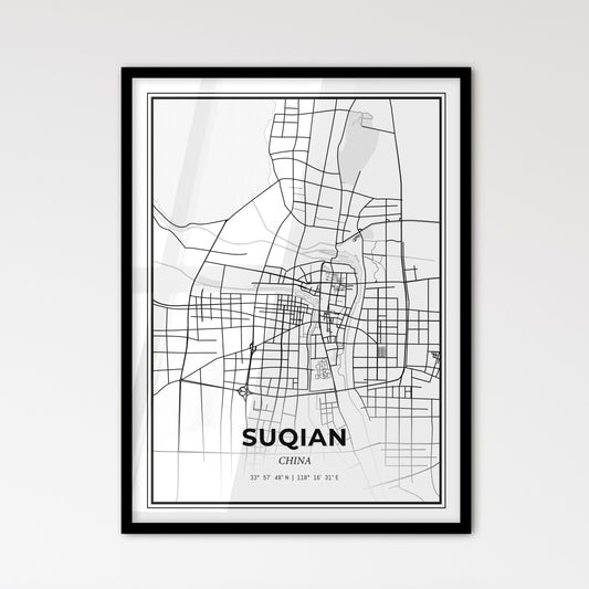 Suqian China - Scandinavian Style City Map for Modern Home Decor