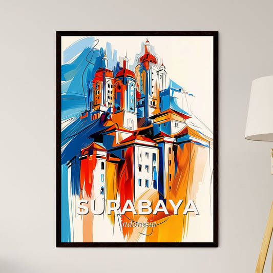 Vibrant Surabaya, Indonesia - A Colorful Drawing Of A Building