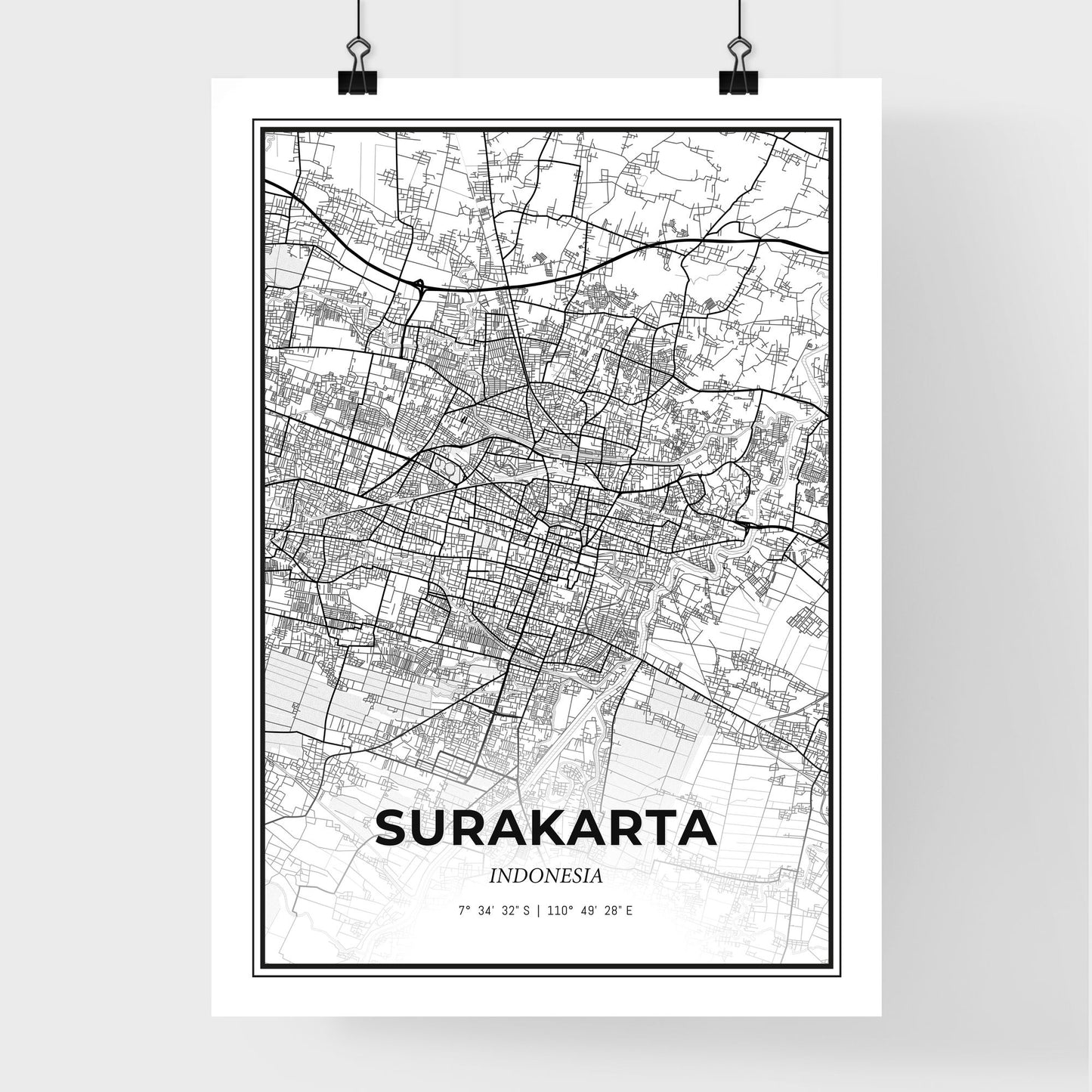 Surakarta Indonesia - Premium City Map Poster