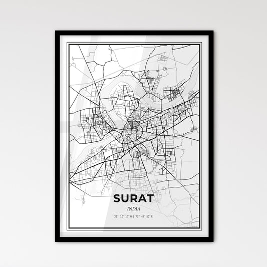 Surat India - Scandinavian Style City Map for Modern Home Decor