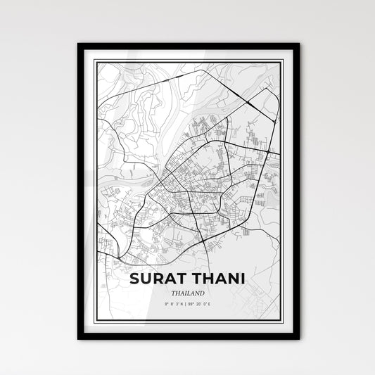 Surat Thani Thailand - Scandinavian Style City Map for Modern Home Decor