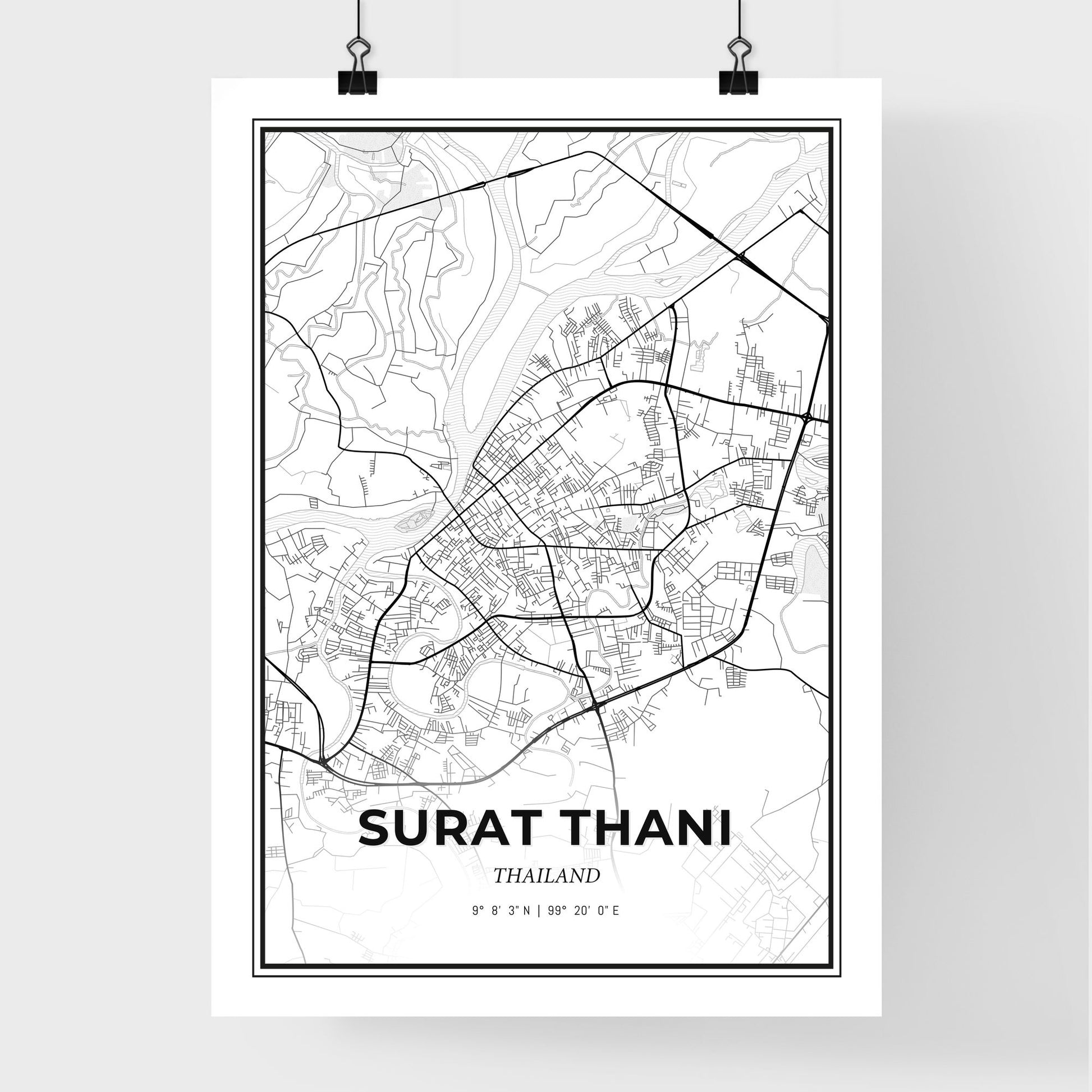 Surat Thani Thailand - Premium City Map Poster