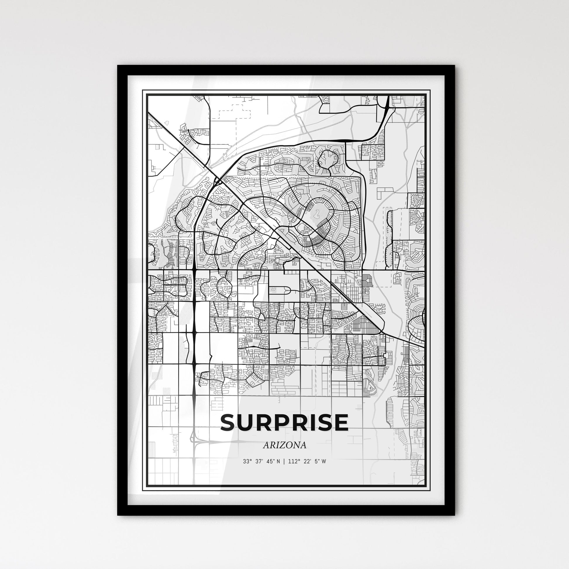 Surprise Arizona - Scandinavian Style City Map for Modern Home Decor