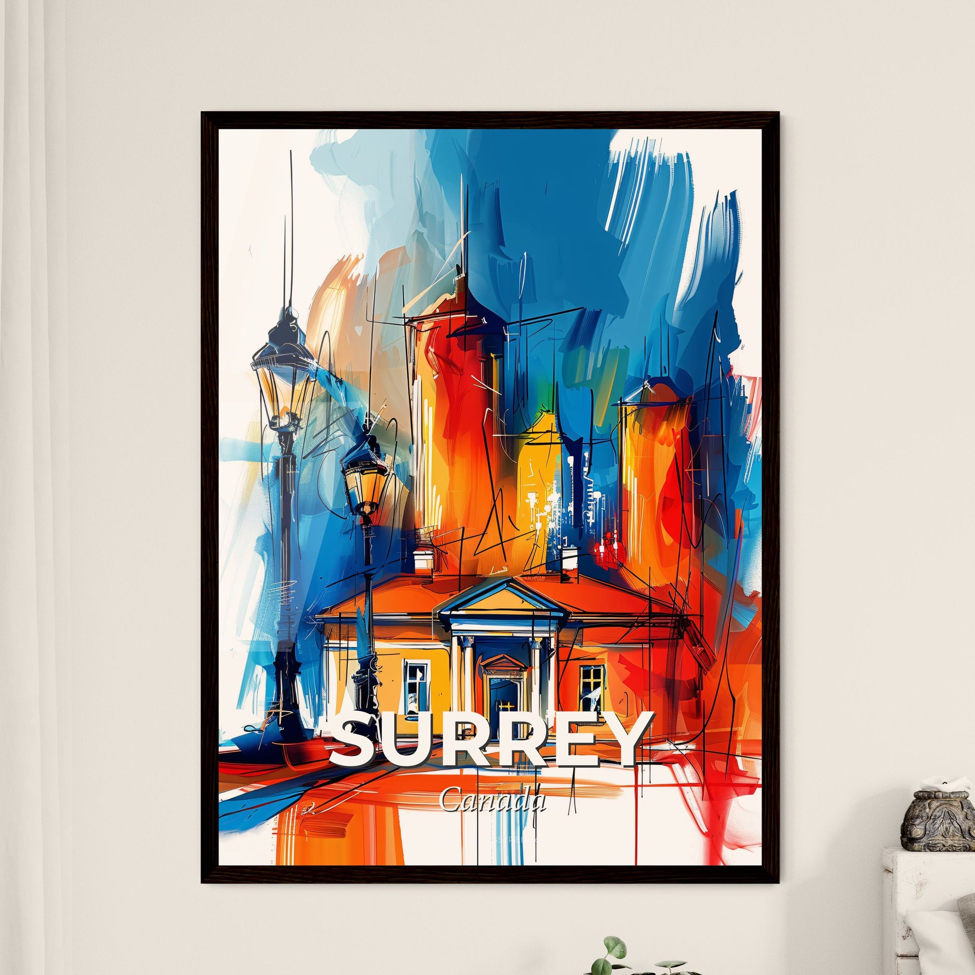 Vibrant Surrey, Canada - A Painting Of A Building