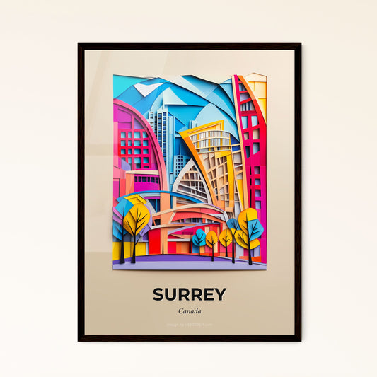 Vivid Surrey, Canada - a colorful cityscape with trees and buildings