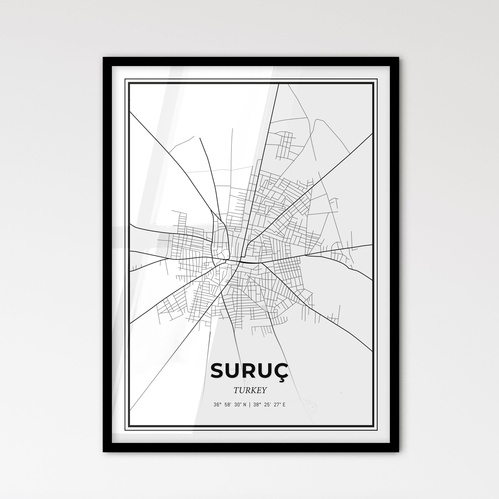 Suruç Turkey - Scandinavian Style City Map for Modern Home Decor