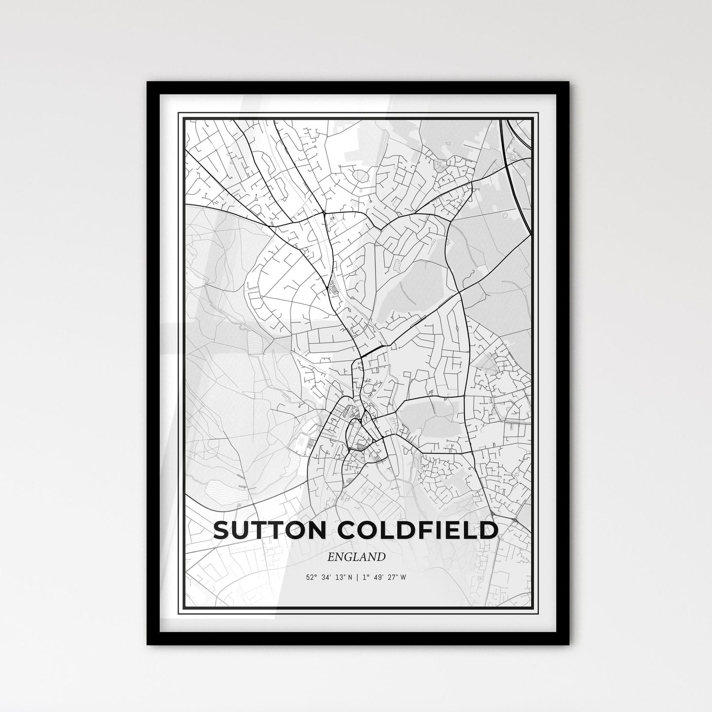 Sutton Coldfield England - Scandinavian Style City Map for Modern Home Decor