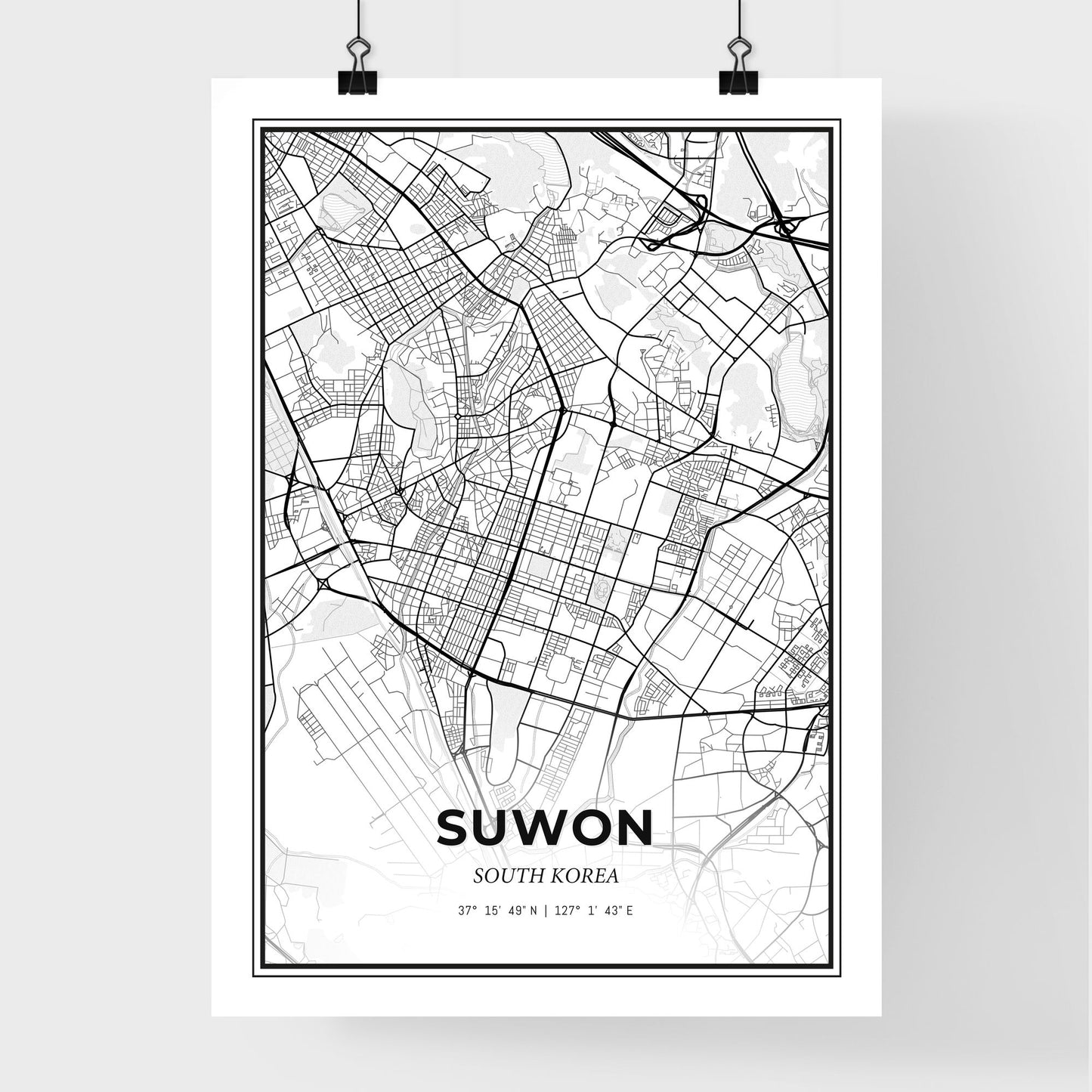 Suwon South Korea - Premium City Map Poster