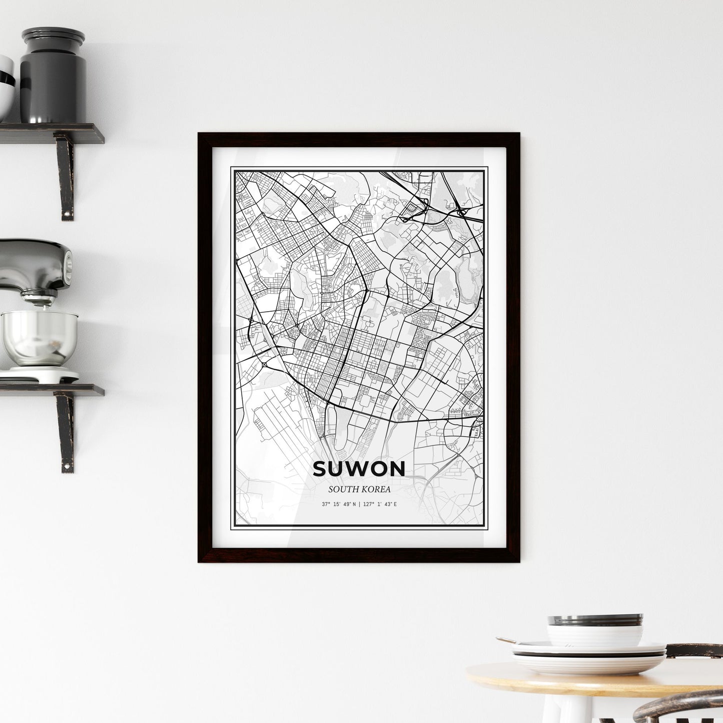 Suwon South Korea - Minimal City Map