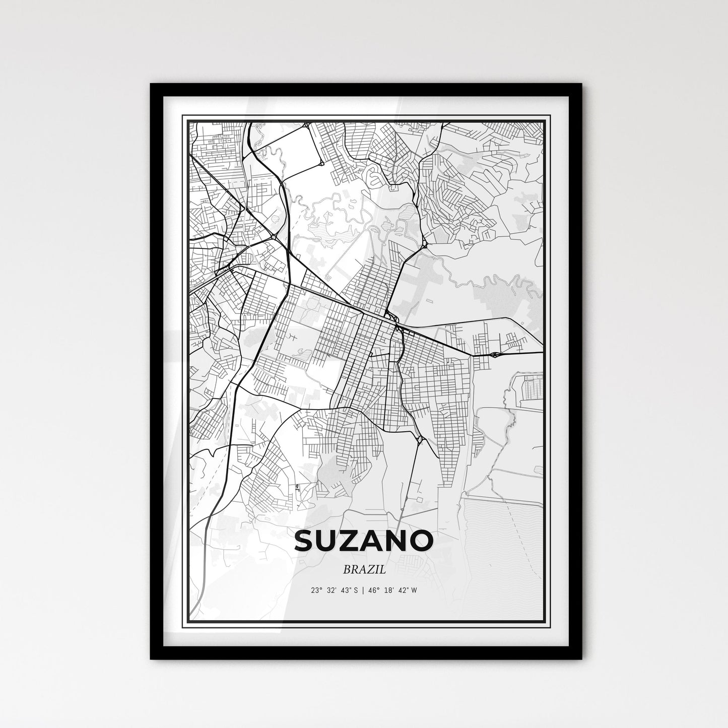 Suzano Brazil - Scandinavian Style City Map for Modern Home Decor