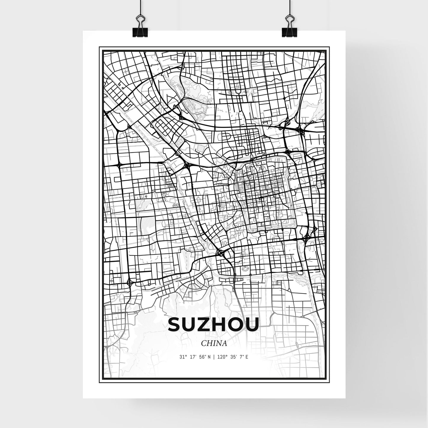 Suzhou China - Premium City Map Poster