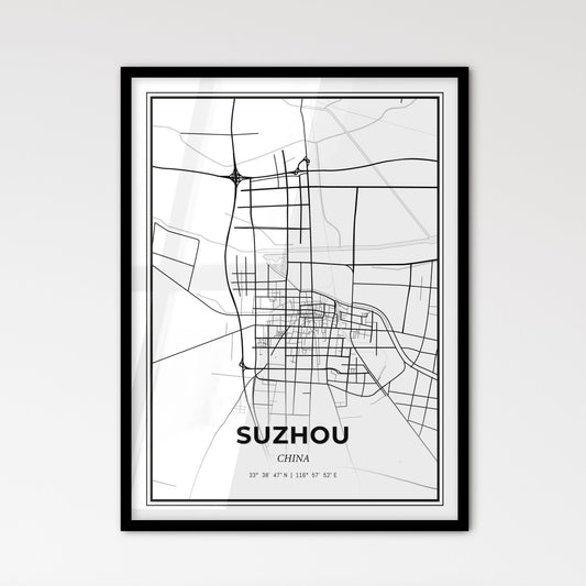 Suzhou China - Scandinavian Style City Map for Modern Home Decor