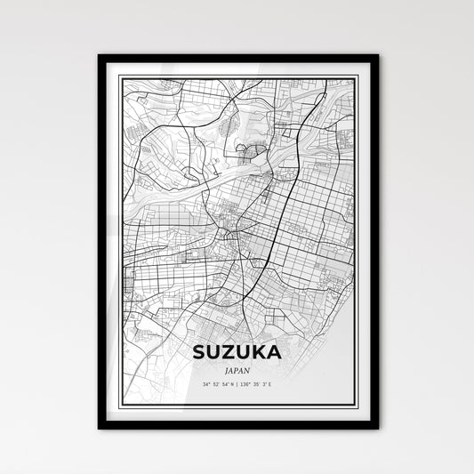 Suzuka Japan - Scandinavian Style City Map for Modern Home Decor