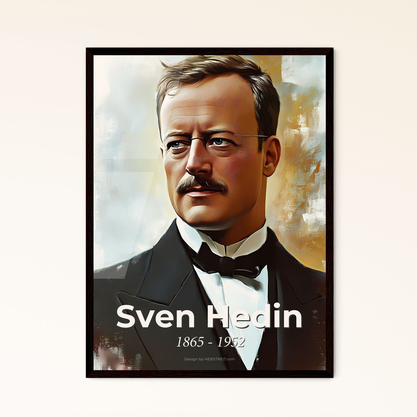 Portrait of Sven Hedin, 1865 - 1952. Impressionistic painting of a man in a suit.