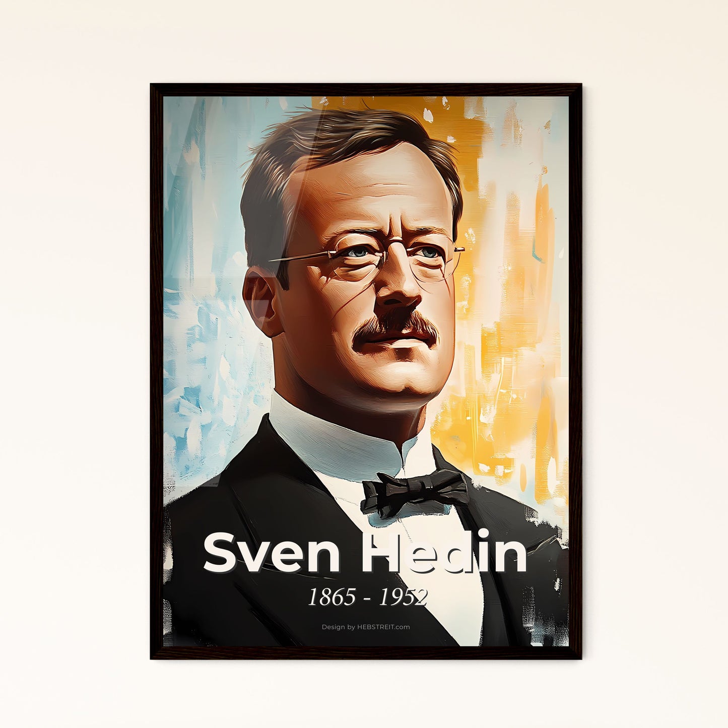 Portrait of Sven Hedin, 1865 - 1952. Impressionistic painting of a man in a suit.