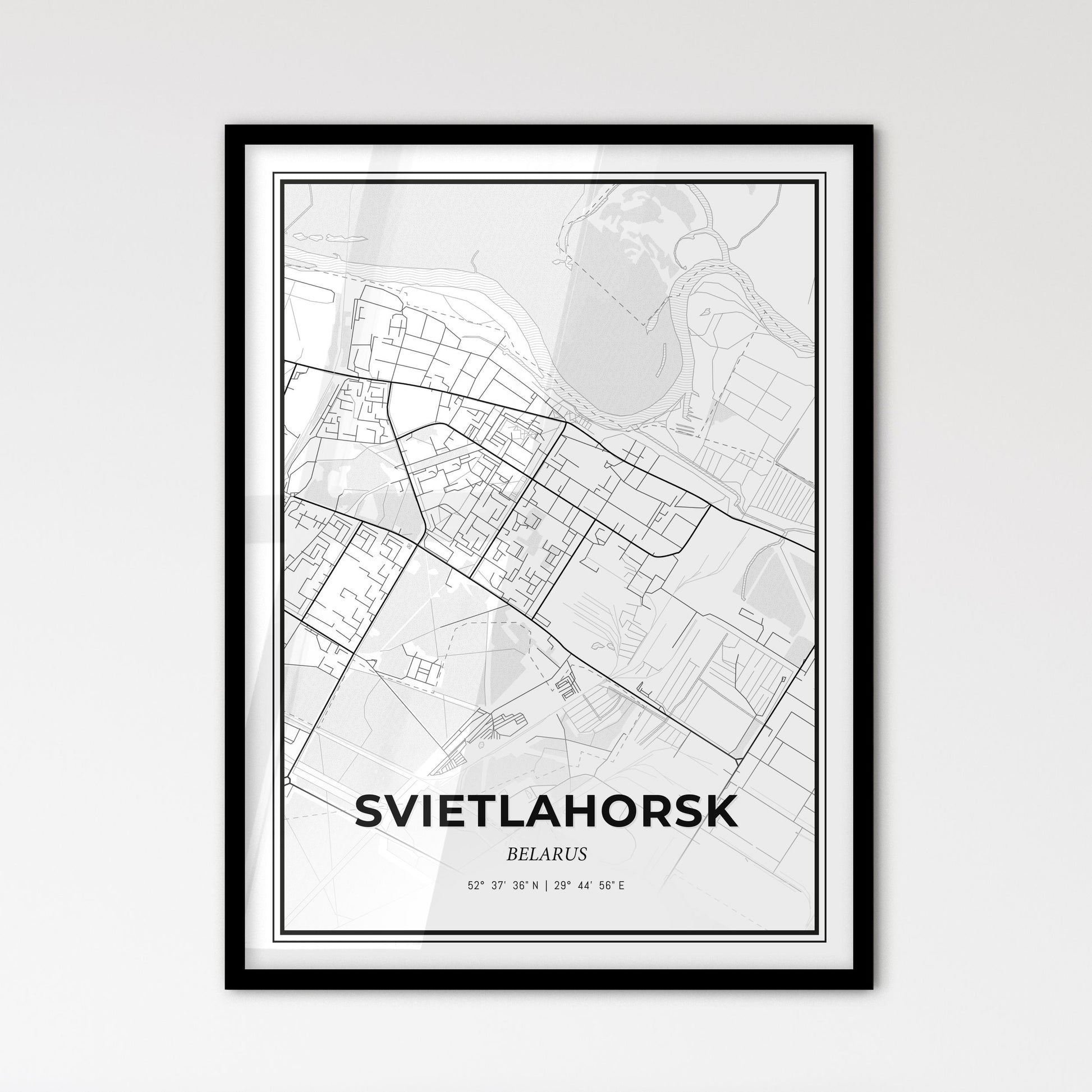 Svietlahorsk Belarus - Scandinavian Style City Map for Modern Home Decor