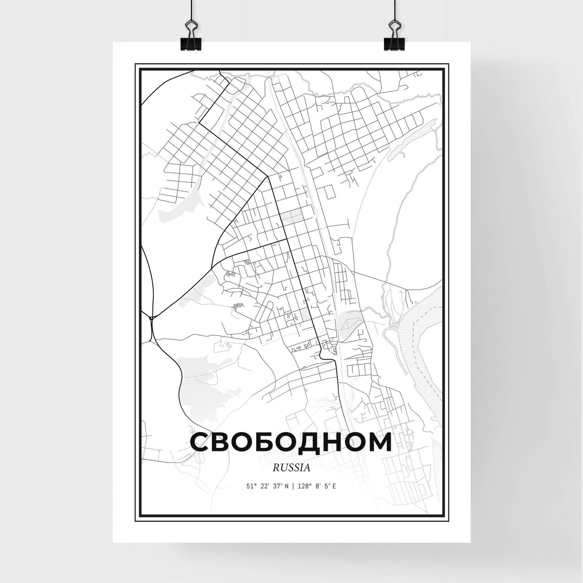 Svobodny Russia - Premium City Map Poster