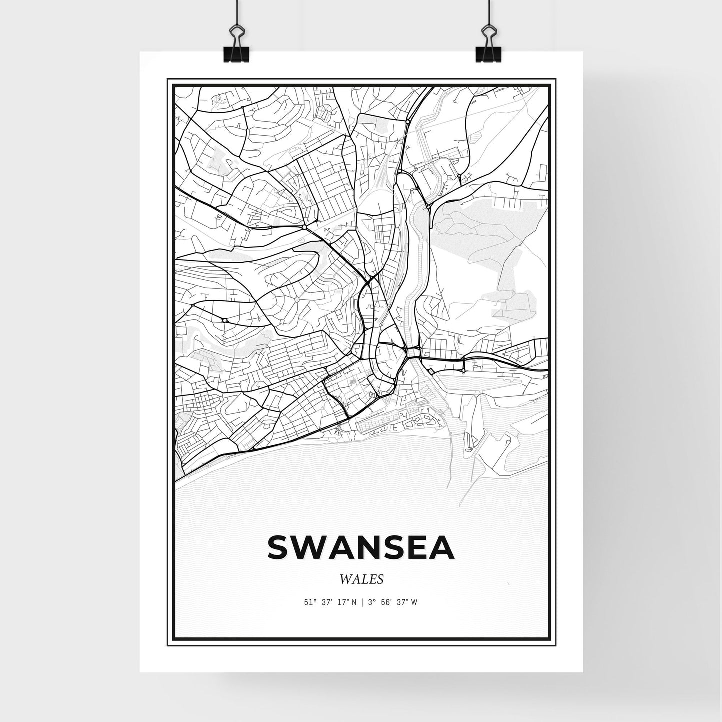 Swansea Wales - Premium City Map Poster